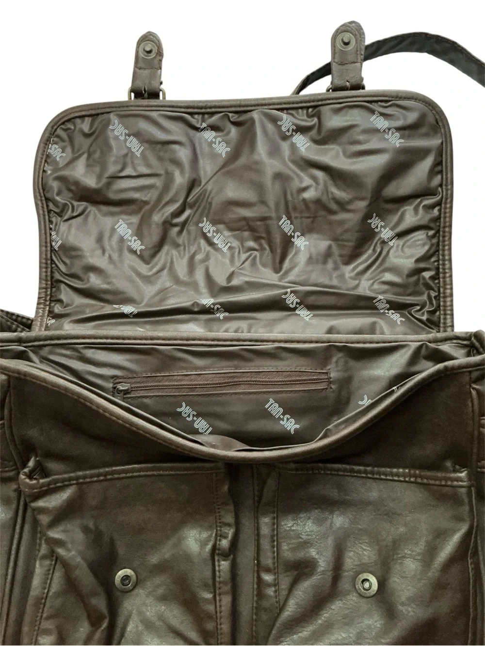 Men's Dark Brown Leather Messenger Bag with Front Pockets